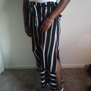 Black &white striped maxi skirt